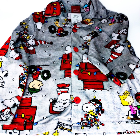 CHARLIE BROWN FLANNEL HOLIDAY PAJAMAS SET CHRISTMAS PAJAMAS SIZE 4 - Picture 3 of 3